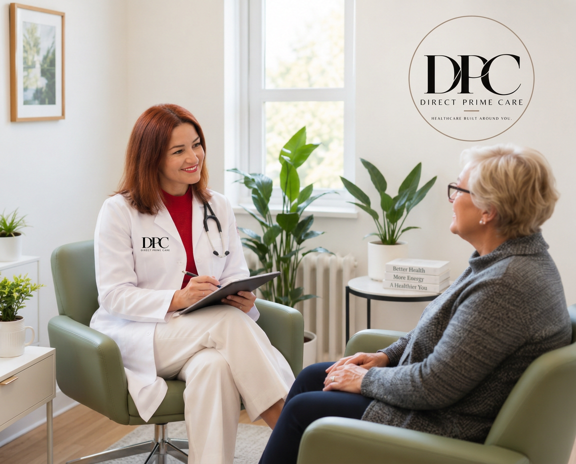 Dr. Tetyana Shvets speaking with a patient in the office